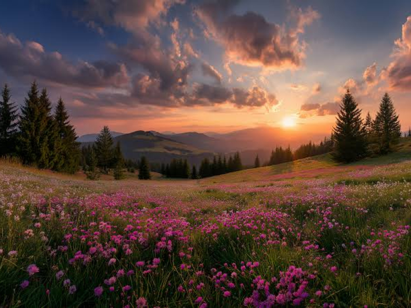  Image of a meadow at dawn